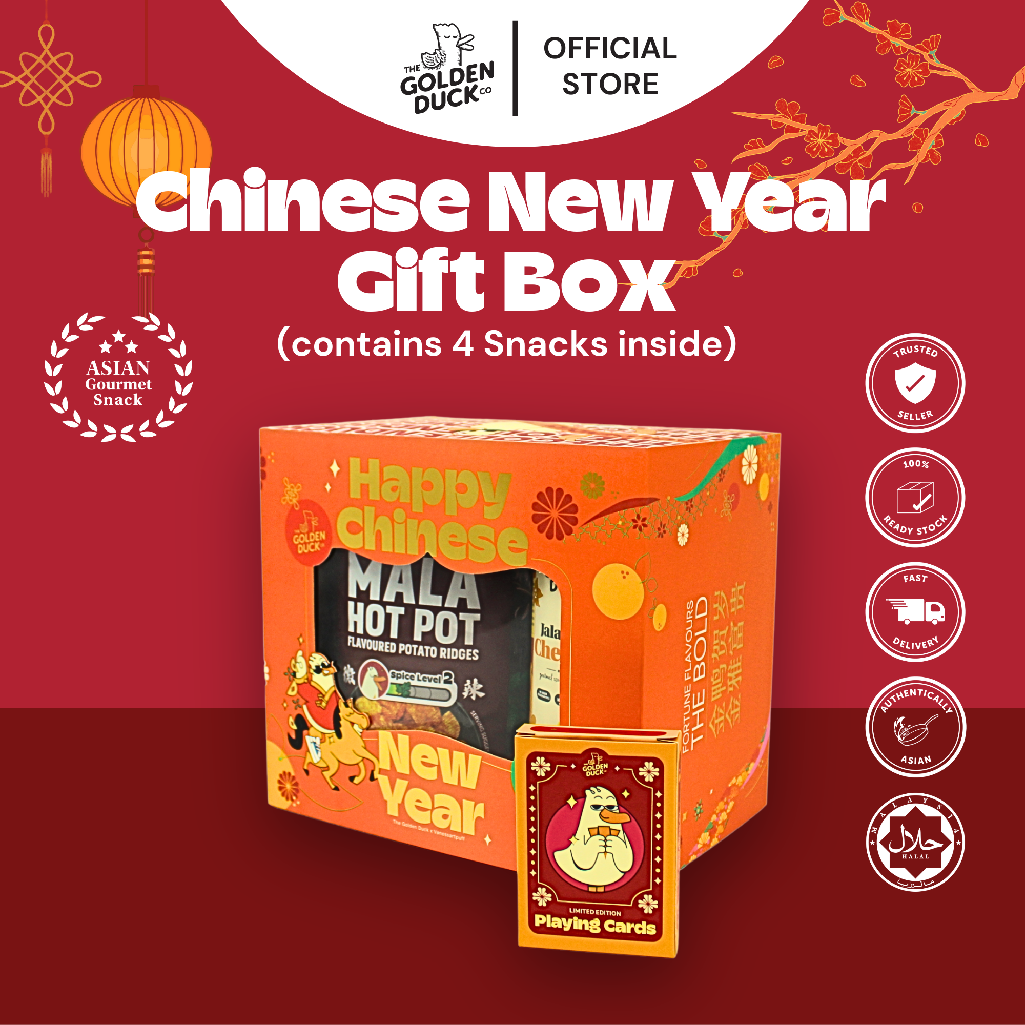 Galloping Goodies: The Golden Duck Chinese New Year 2026 Gift Box (Limited Edition Poker Cards)