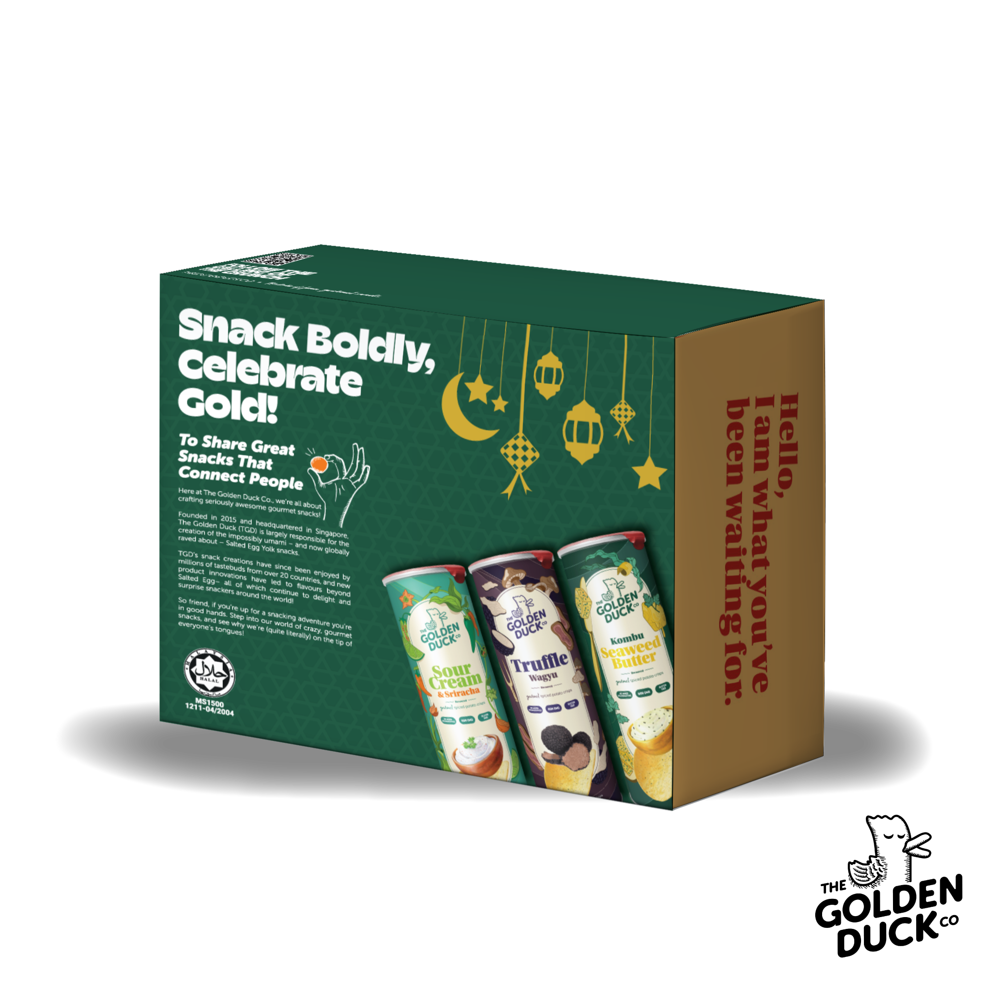 The Golden Duck Raya Gift Box Snacks 2025 | Spiced Potato Crisps Gourmet Snack | Ramadan gifts set Kotak Hadiah